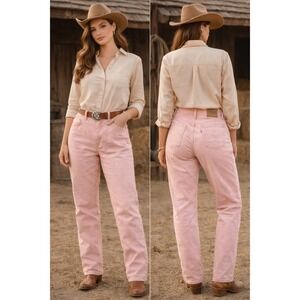 Levis 512 Vintage 90s High Waisted Tapered Leg Pink Denim Jeans‎ Made in USA 12